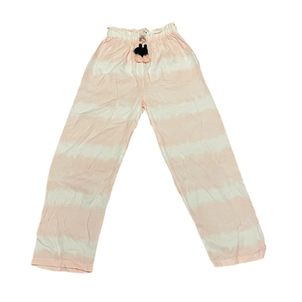 Jessica Simpson Flowy Color Dip Pink Pants With Tassle Drawstring
